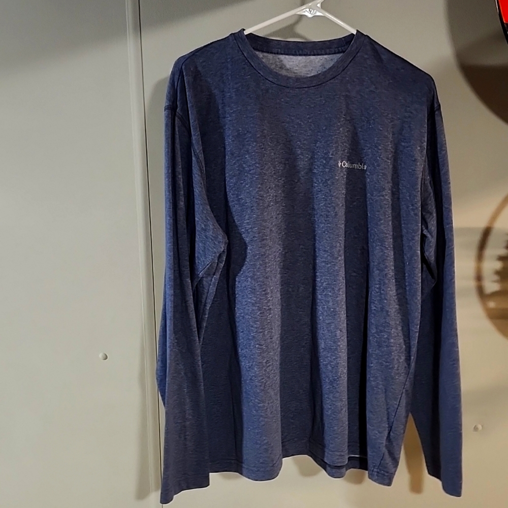 Men's Columbia LS navy Heather XL